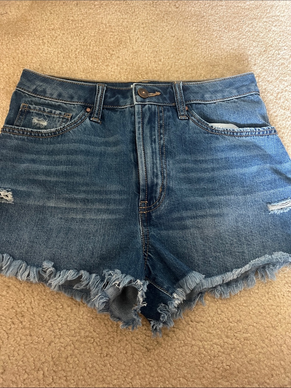 Rewash Blue Distressed Frayed-Hem Jean Shorts